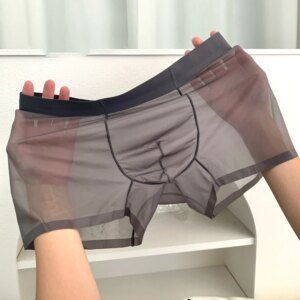Ice injMen-Boxer Ultra-fin à vaccage Rapide pour Homme, Culotte, Sous-vêtement, Transparent, Poudres de Bulge en U, Caleçon Sexy, Taille Moyenne