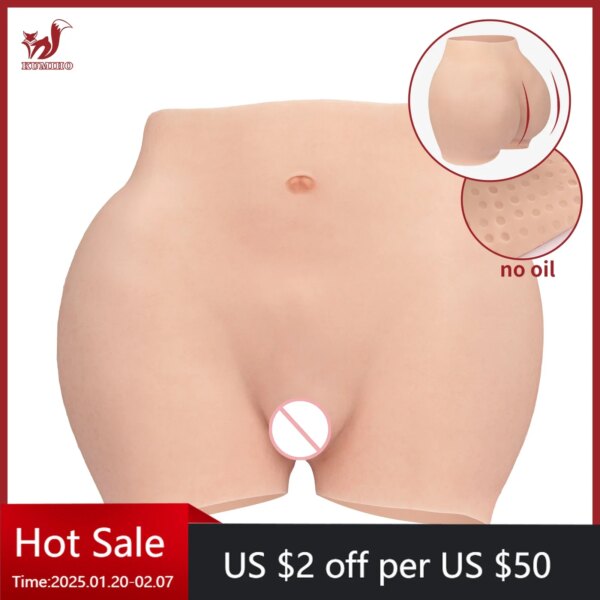 KUMI00-8TH GEN-Culotte vaginale réaliste en silicone sans huile pour homme, sous-vêtement Él, fausses fesses, transgenre