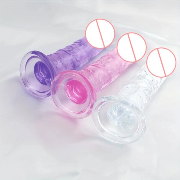 Gode souple réaliste manuel pour femmes, jouets sexuels pour adultes, ventouse, 1PC – Image 3