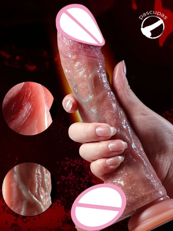 Push Dildo Big Penis Soft DilToys pour femmes, jouets sexuels éducatifs, fausse bite en silicone réaliste, masturbation féminine, ventouse anale – Image 6