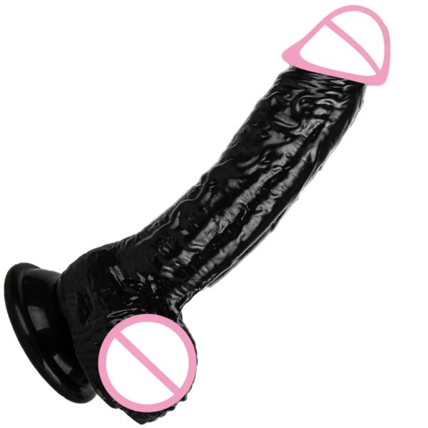 Gode Noir Réaliste de 7 Pouces pour Femme, Petit Pénis avec Ventouse, Bite pour Vagin, Point G, Anal, Jouets Sexuels – Image 4