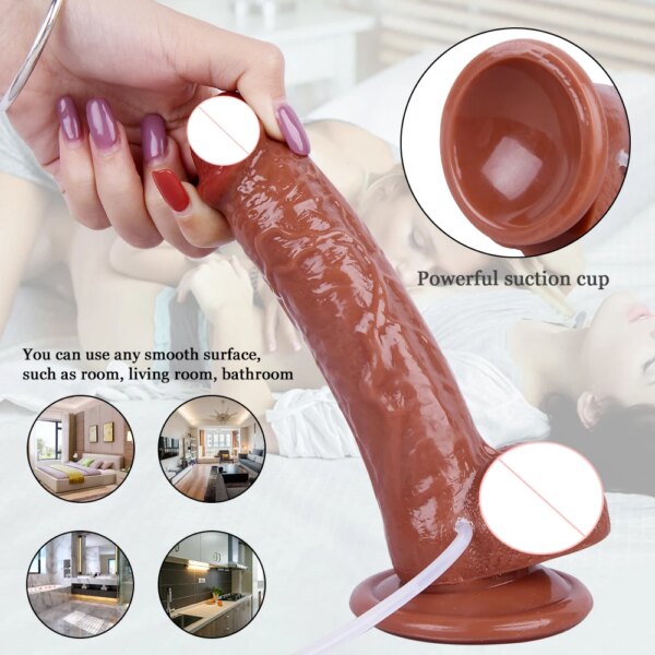SLaura ting-Gode réaliste pour femme, jouets sexuels pour débutants, point G, prostate anal, pénis éjaculant avec ventouse de bain, gode souple – Image 3