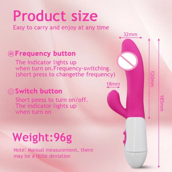 Vibromasseur gode pour femme, vibromasseur point G, stimulateur clitoridien, baguette vibrante, vibromasseurs lapin 10 modes, jouet sexuel adulte pour homme et femme – Image 3