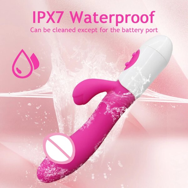 Vibromasseur gode pour femme, vibromasseur point G, stimulateur clitoridien, baguette vibrante, vibromasseurs lapin 10 modes, jouet sexuel adulte pour homme et femme – Image 6
