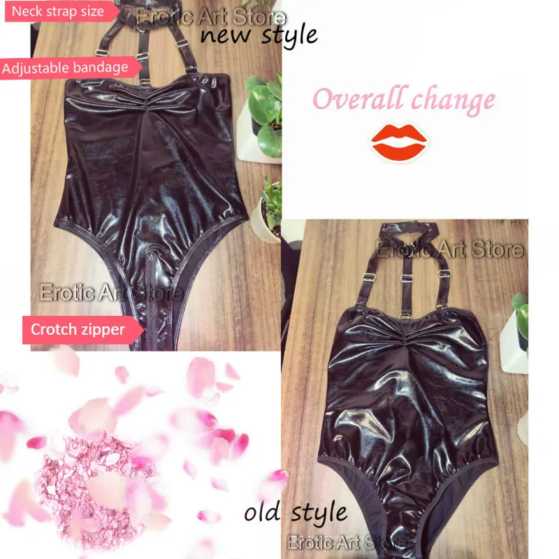 Costume de batterie sexy en similicuir pour femme, lingerie dos nu, corps imbibé, bondage sexuel, robe Bsie M SashSm, fermeture éclair, catsuit féminin, 7.0