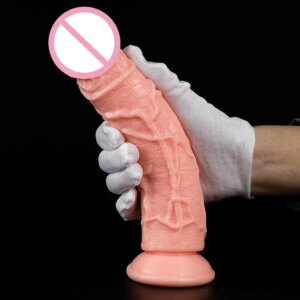 Gode réaliste avec ventouse pour femme, sensation de peau, jouets sexuels, gros pénis, produit de sexe anal féminin, mastjaune