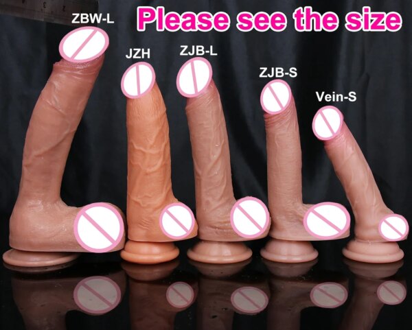 Super Réaliste Peau Silicone Gros Gode Vraies Veines Ventouse Sex shop Cock Mâle DoubleRubber Pénis Artificiel Dick Étanche Sex Toys pour Femmes Homme – Image 2