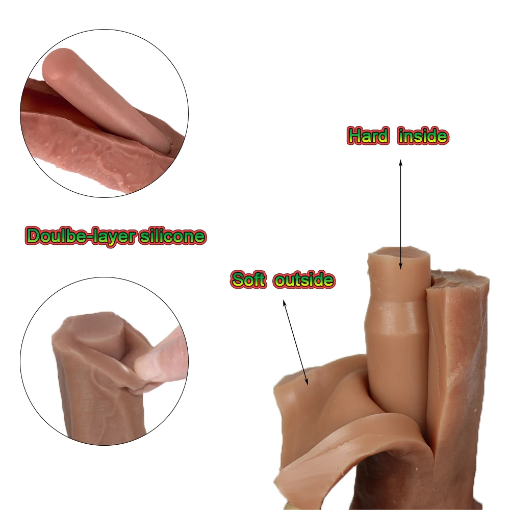 Super Réaliste Peau Silicone Gros Gode Vraies Veines Ventouse Sex shop Cock Mâle DoubleRubber Pénis Artificiel Dick Étanche Sex Toys pour Femmes Homme