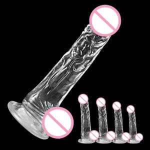 Gode en MSI douce transparente pour femmes et hommes, fausse bite réaliste, ventouse de pénis, plug anal, jouets sexuels vaginaux et anaux, 4 TANTransparent