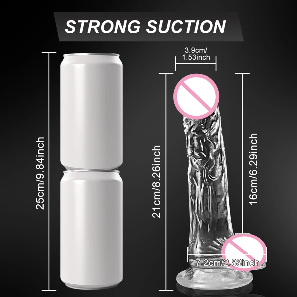 Gode en MSI douce transparente pour femmes et hommes, fausse bite réaliste, ventouse de pénis, plug anal, jouets sexuels vaginaux et anaux, 4 TANTransparent