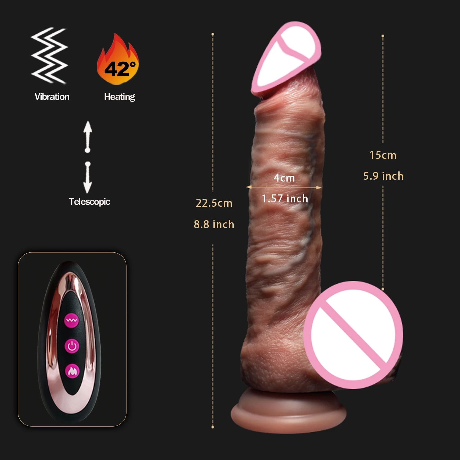 Gode réaliste vibrateur télescopique pour femmes, gros pénis, prise anale, jouets sexuels de poussée de chauffage
