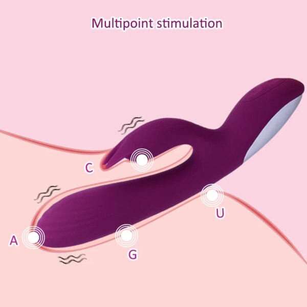 Vibromasseur point G lapin pour femme, clitoris, continents, touristes, stimulateur vaginal, masseur vaginal, mastjaune, gode pour adulte, jouets sexy, 2 en 1 – Image 2