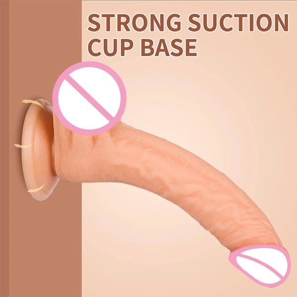 Gode Réaliste de 7 Pouces avec Ventouse pour Femme, Tige Incurvée Flexible, IkDilEducatif, Jeu Vaginal, Point G et Anal – Image 5