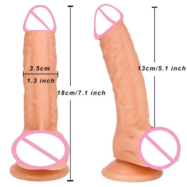 Gode Réaliste de 7 Pouces avec Ventouse pour Femme, Tige Incurvée Flexible, IkDilEducatif, Jeu Vaginal, Point G et Anal – Image 3