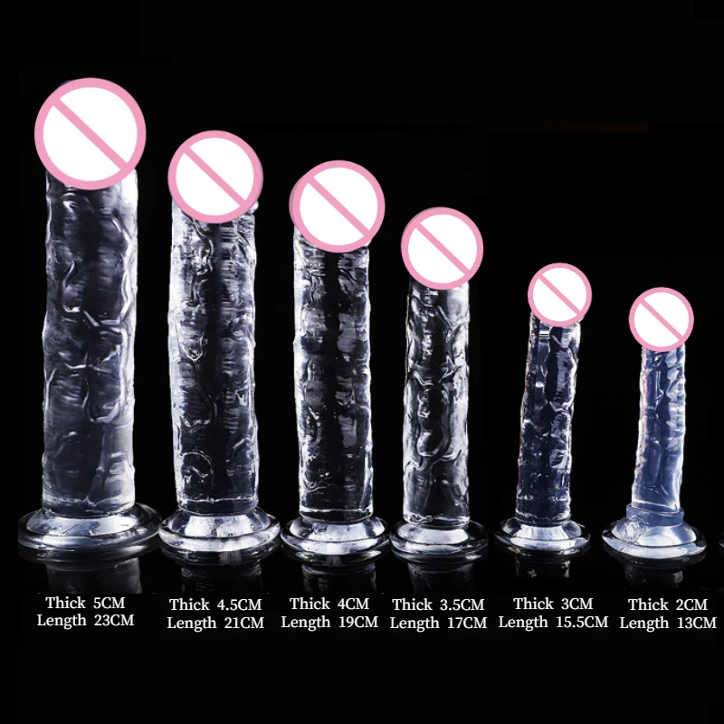 Godemiché Réaliste en Silicone Transparent avec Ventouse pour Femme, Jeu Mains Libres, pour le Sexe, le Point G, le Jaune d'Adulte