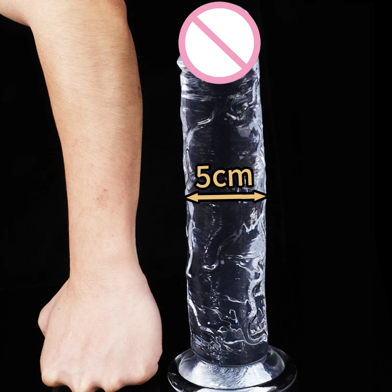 Godemiché Réaliste en Silicone Transparent avec Ventouse pour Femme, Jeu Mains Libres, pour le Sexe, le Point G, le Jaune d'Adulte