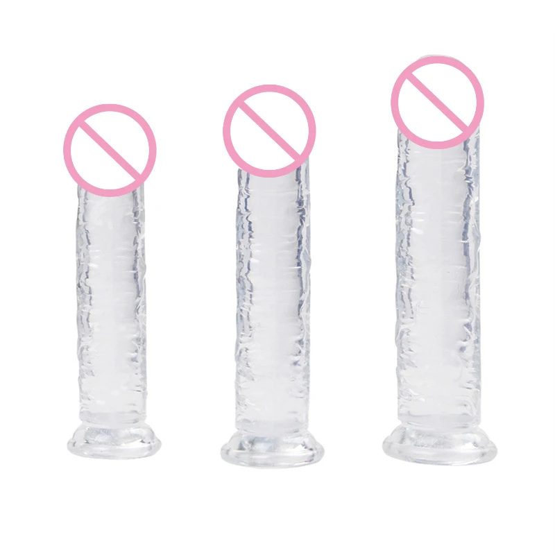 Godemiché Réaliste en Silicone Transparent avec Ventouse pour Femme, Jeu Mains Libres, pour le Sexe, le Point G, le Jaune d'Adulte
