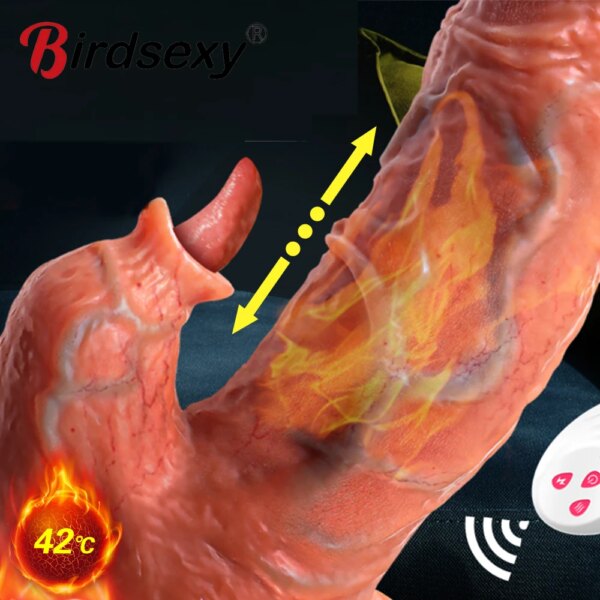Vibromasseur télécommandé pour femme, gode réaliste télescopique, vibromasseur anal chauffant, machine à 7 vitesses, jouets sexuels