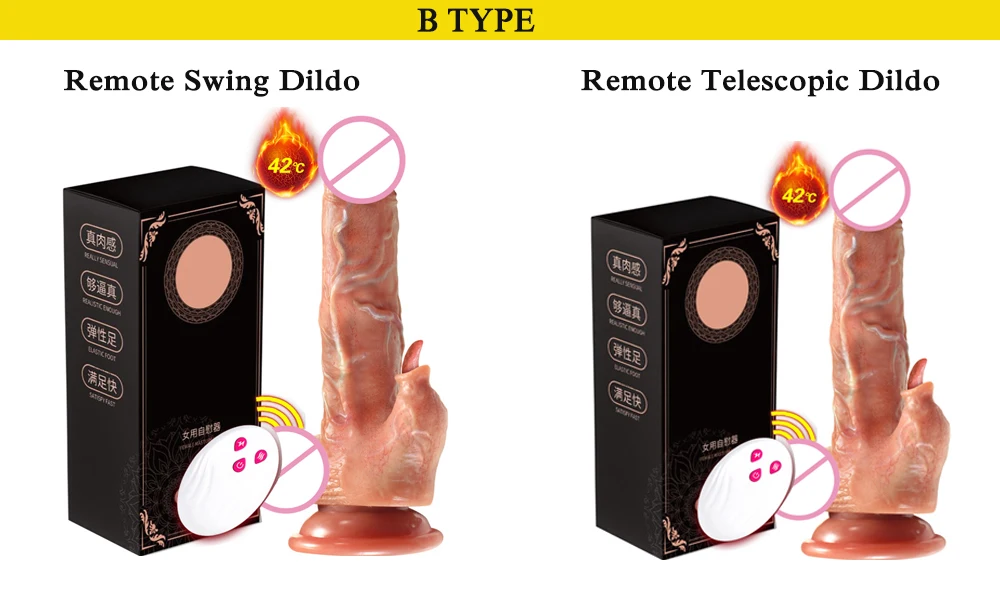 Vibromasseur télécommandé pour femme, gode réaliste télescopique, vibromasseur anal chauffant, machine à 7 vitesses, jouets sexuels