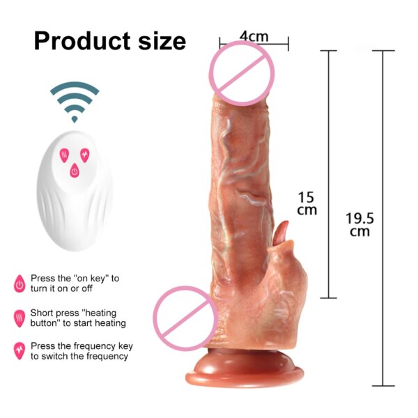 Vibromasseur télécommandé pour femme, gode réaliste télescopique, vibromasseur anal chauffant, machine à 7 vitesses, jouets sexuels – Image 6