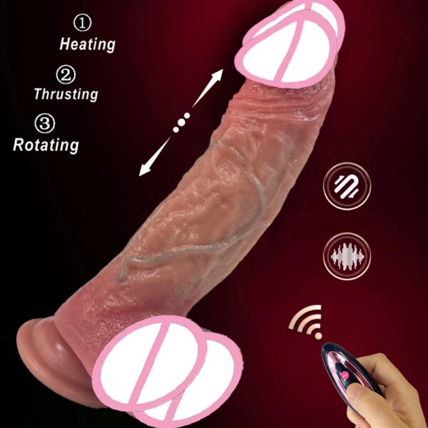 Vibromasseur gode réaliste pour femme, point G, jouets sexuels, chauffage, télécommande, pénis, vibrateurs télescopiques, anal, UNIS isseur féminin – Image 2