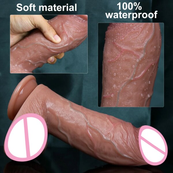 Gros Gode Réaliste en Silicone pour Homme et Femme, Pénis de Petite Chair, Jouet Sexuel Anal, Ventouse – Image 3