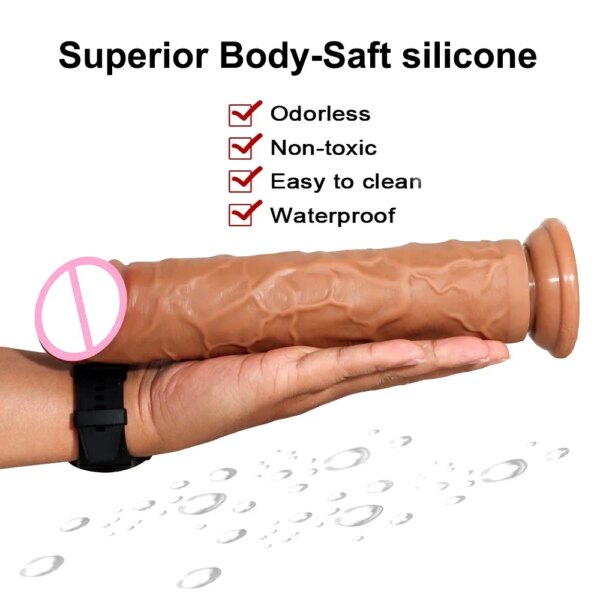 Gros gode en silicone souple à double couche pour hommes et femmes, fausse longue bite réaliste, pénis, plug anal, jouets sexuels pour adultes, masseur vaginal et anal – Image 5