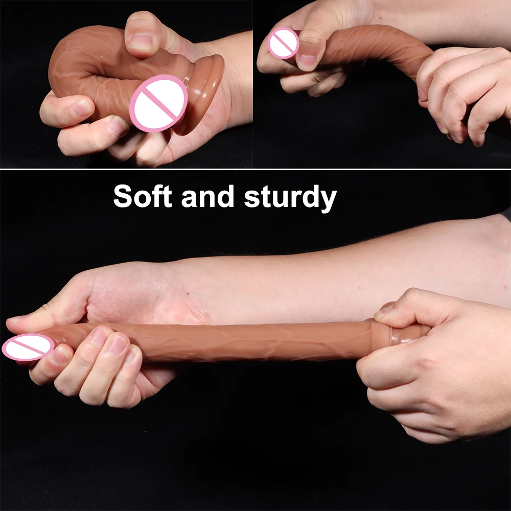 Gros gode en silicone souple à double couche pour hommes et femmes, fausse longue bite réaliste, pénis, plug anal, jouets sexuels pour adultes, masseur vaginal et anal