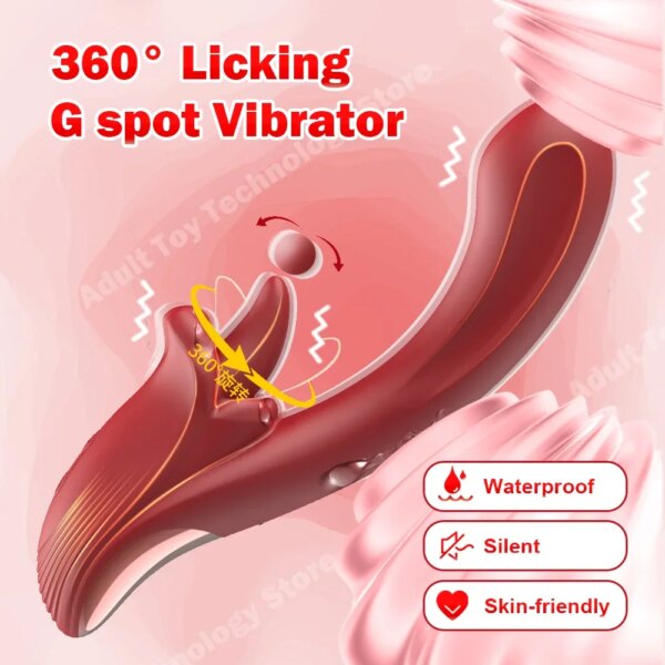 Vibromasseur 2 en 1 pour femmes avec langue injuste, clitoris féminin, clitoris, point G, jouets sexuels pour adultes
