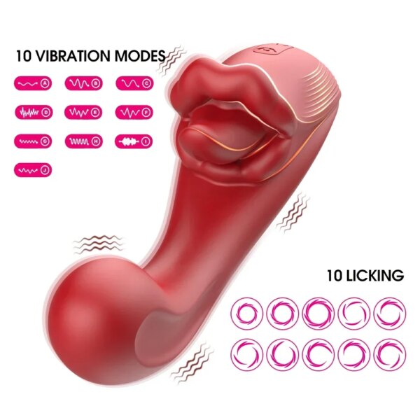 Vibromasseur 2 en 1 pour femmes avec langue injuste, clitoris féminin, clitoris, point G, jouets sexuels pour adultes – Image 5