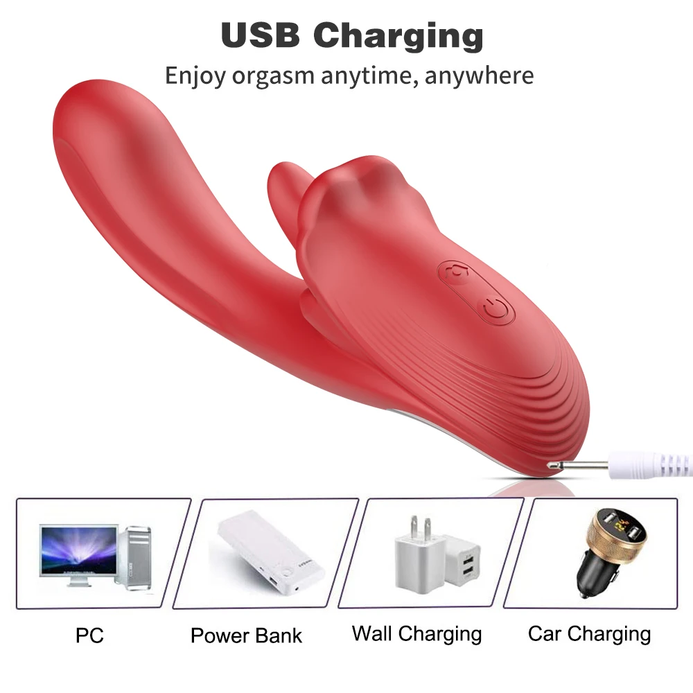 Vibromasseur 2 en 1 pour femmes avec langue injuste, clitoris féminin, clitoris, point G, jouets sexuels pour adultes