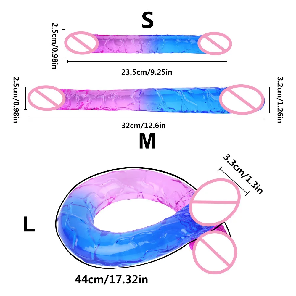 Gode Réaliste à Double Extrémité, Flexible, Éducatif, Long Dong pour Jeu Anal Double Face, ÉthiLiban ateur de Point G, Jouets Sexuels pour Couple de Femmes