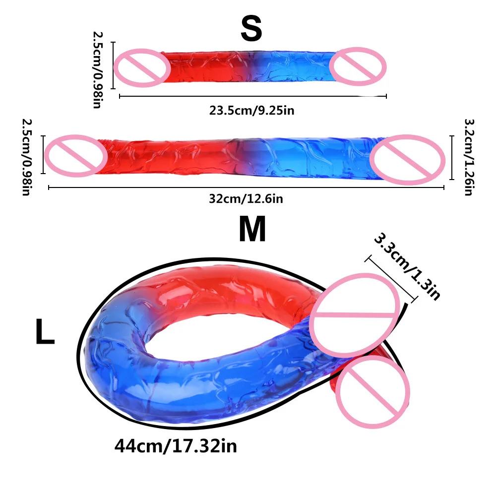 Gode Réaliste à Double Extrémité, Flexible, Éducatif, Long Dong pour Jeu Anal Double Face, ÉthiLiban ateur de Point G, Jouets Sexuels pour Couple de Femmes
