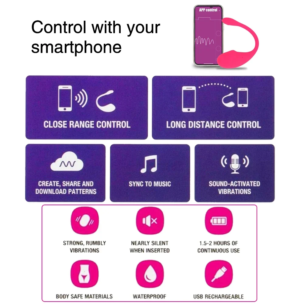 Vibromasseur gode portable longue distance pour femme, télécommande Bluetooth, jouet sexuel pour smartphone, 18 Vibromasseur gode portable longue distance pour femme, télécommande Bluetooth, jouet sexuel pour smartphone, 18