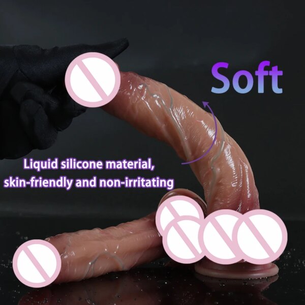 Énorme pénis en silicone réaliste avec ventouse pour femme, gode Dong, masturbation jaune, jouets sexuels anaux lesbains pour adultes de 18 ans et plus, 12 po, 8/7 po – Image 2