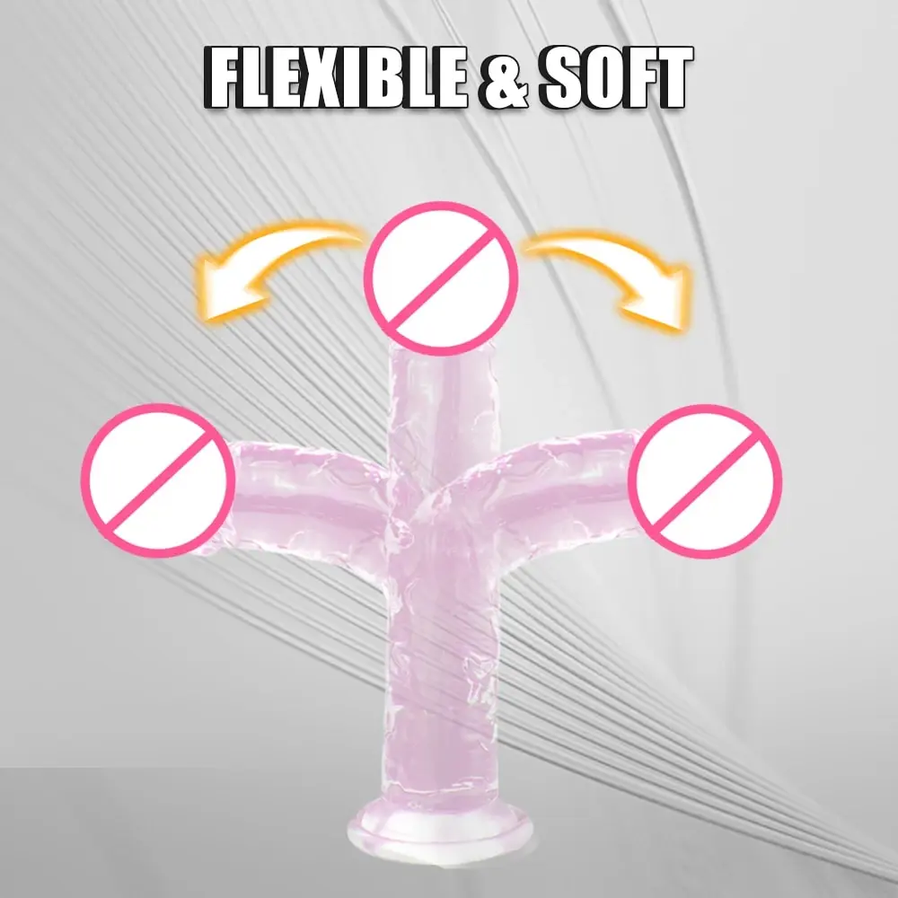Gode souple réaliste manuel en silicone pour femmes, jouets sexuels pour adultes, ventouse