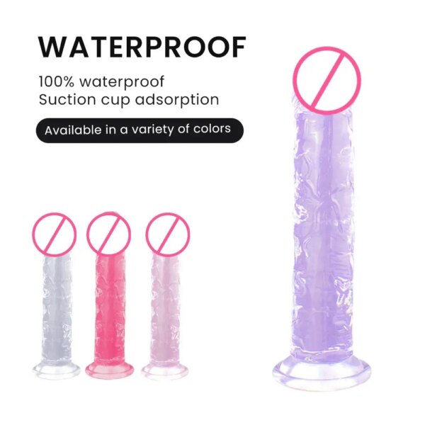 Gode souple réaliste manuel en silicone pour femmes, jouets sexuels pour adultes, ventouse – Image 2