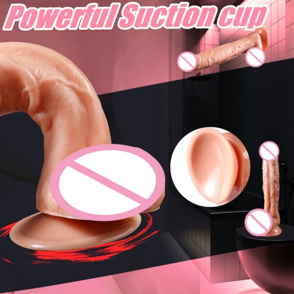 Gode réaliste en silicone pour femmes et hommes, Sex Shop, Produits pour adultes avec ventouse, Pénis Él, Bite douce, Anal, Sex Toys – Image 5