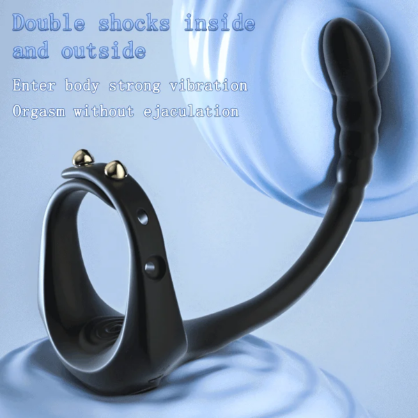 Vibromasseur d'anneau de pénis réglable, éjaculation retardée, agrandissement, érection, perle de nervure anale, massage de la prostate, jouet sexuel masculin adulte – Image 3