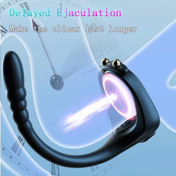 Vibromasseur d'anneau de pénis réglable, éjaculation retardée, agrandissement, érection, perle de nervure anale, massage de la prostate, jouet sexuel masculin adulte