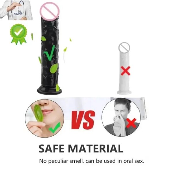 Jouets sexuels noirs pour femmes adultes, gode réaliste, gode éducatif avec ventouse, vagin anal, masturbateur, plug anal, bite, pénis, pénétration – Image 2