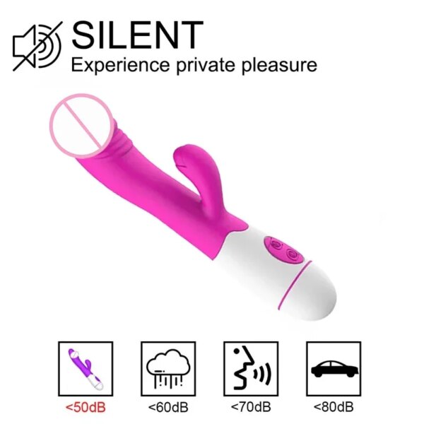 Vibromasseur lapin en silicone pour femme, gode point G, 30 vitesses, masseur de vagin et de clitoris, jouets sexuels pour adultes – Image 6