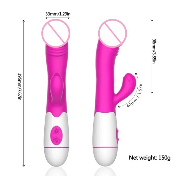 Vibromasseur lapin en silicone pour femme, gode point G, 30 vitesses, masseur de vagin et de clitoris, jouets sexuels pour adultes – Image 5