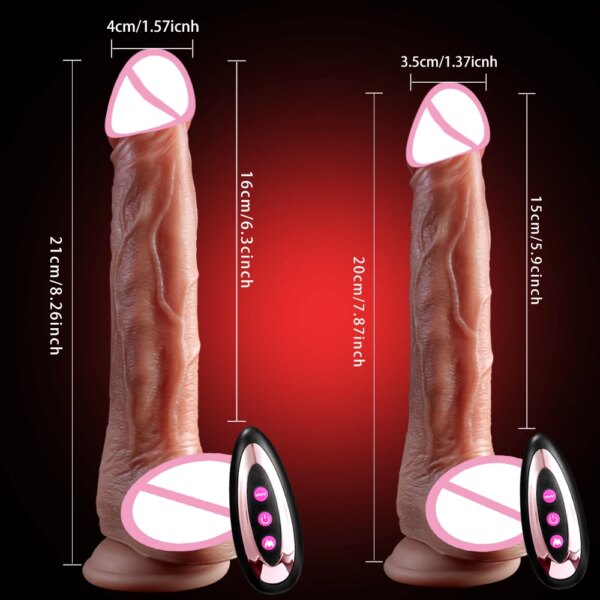 Gode Réaliste Vibrant Télescopique pour Femme, Vibromasseur Chauffant, Grand Pénis, Pénétration Anale, Plug Anal, Point G, Bite, Jouets Sexuels Adultes – Image 4