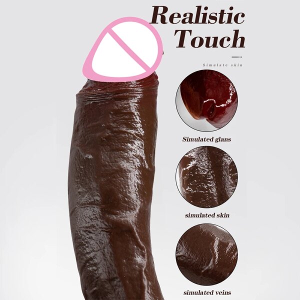 Plug anal long et réaliste avec ventouse pour hommes et femmes, dilatateur anal Phallus, gros pénis, bite longue, jouets sexuels, noir – Image 3