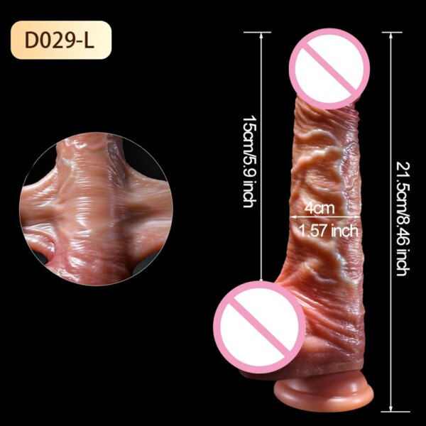 Pénis réaliste avec ventouse pour femme, gode prépuce coulissant, jouets sexuels anaux, masturbateurs féminins éducatifs, 8.5 pouces – Image 5