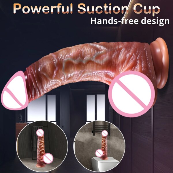 Pénis réaliste avec ventouse pour femme, gode prépuce coulissant, jouets sexuels anaux, masturbateurs féminins éducatifs, 8.5 pouces – Image 4