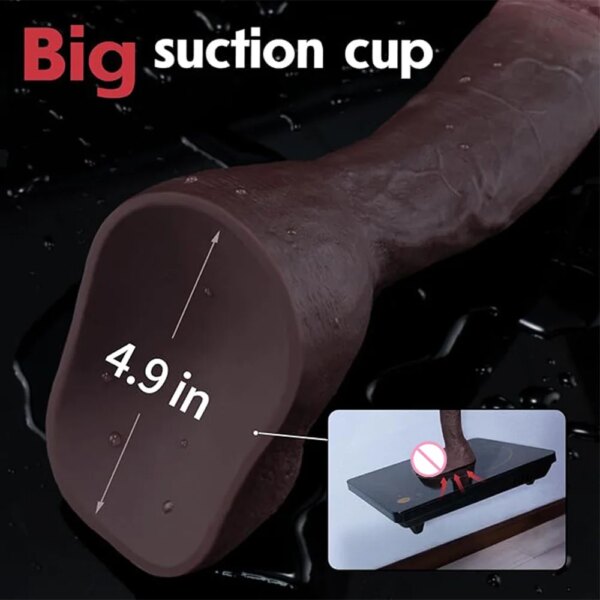 Gode réaliste noir pour hommes et femmes, drapeau comme la peau, gros pénis, pénétration, prise anale, jeu mains libres, fausse bite, jouets sexuels pour adultes – Image 4