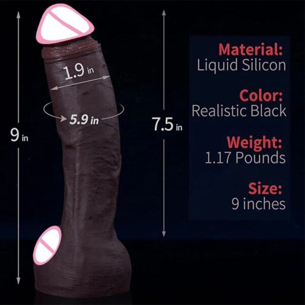Gode réaliste noir pour hommes et femmes, drapeau comme la peau, gros pénis, pénétration, prise anale, jeu mains libres, fausse bite, jouets sexuels pour adultes – Image 6
