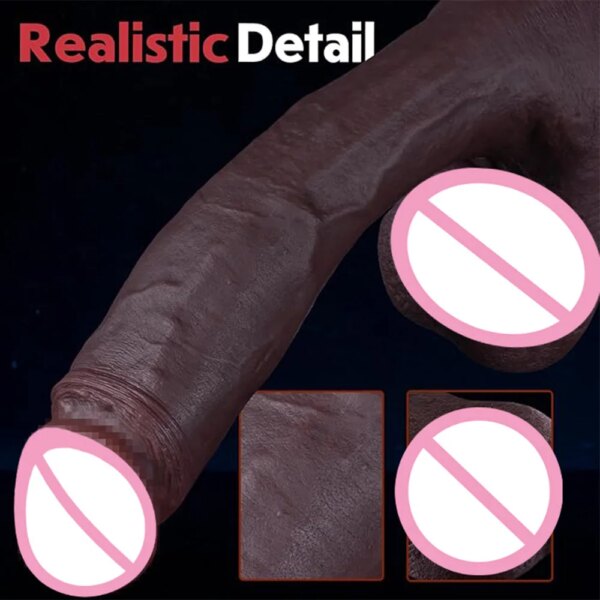 Gode réaliste noir pour hommes et femmes, drapeau comme la peau, gros pénis, pénétration, prise anale, jeu mains libres, fausse bite, jouets sexuels pour adultes – Image 2